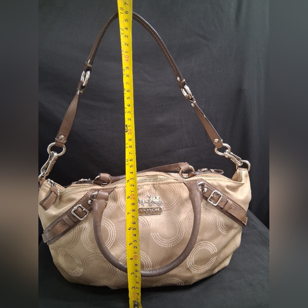 Coach Madison Dotted Op Art Sophia Satchel Fabric & Leather Shoulder Bag 15957 - Picture 10 of 16